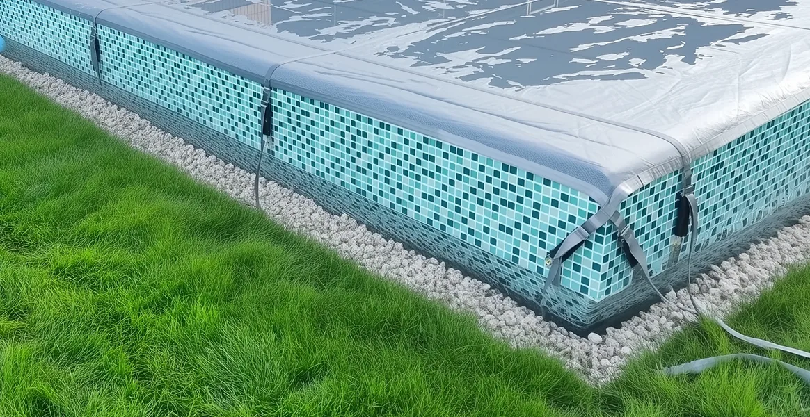 Покрывало для бассейна под снегом — защита зимой в Новокузнецке